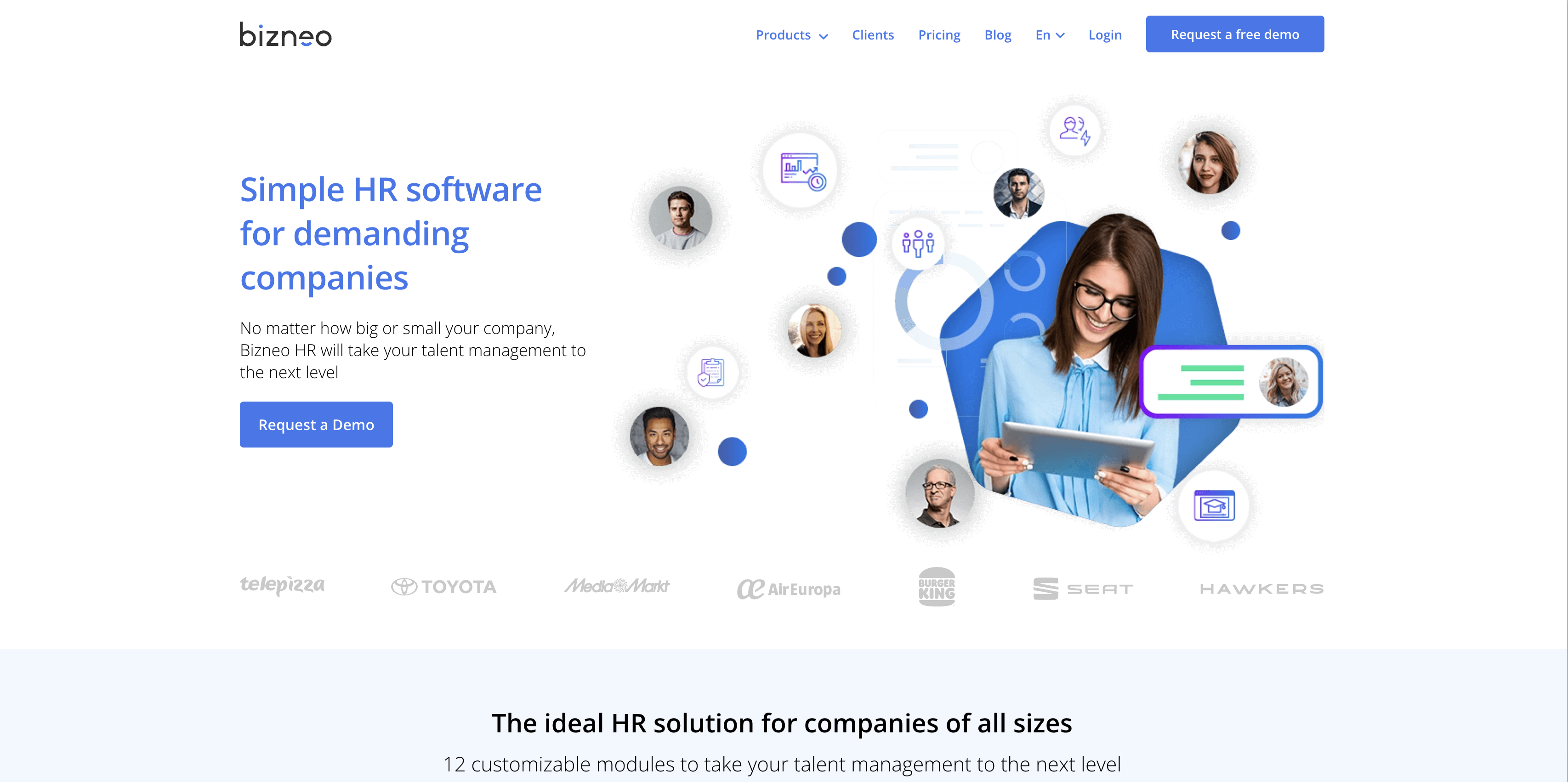 Bizneo landing page