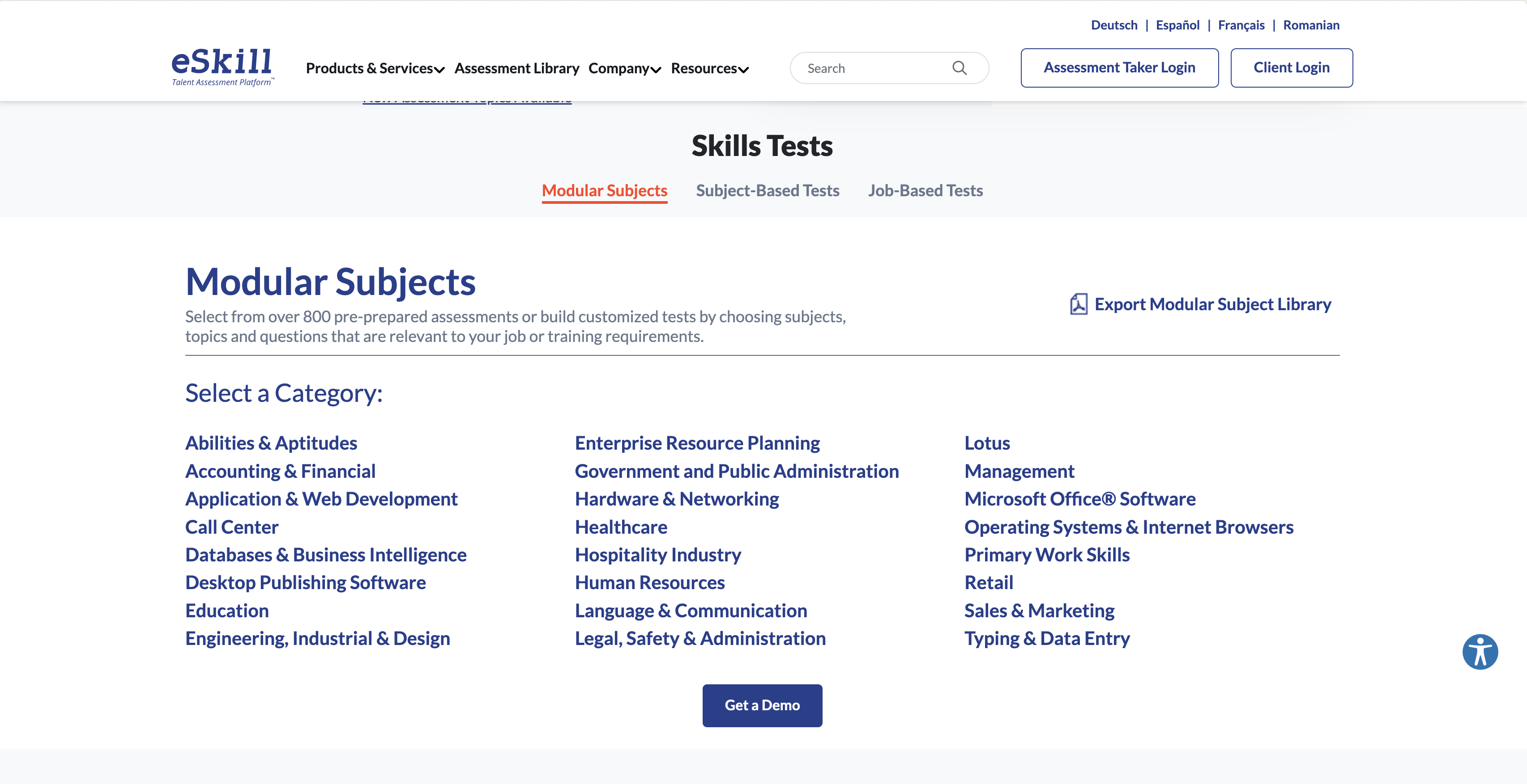 eSkill test library