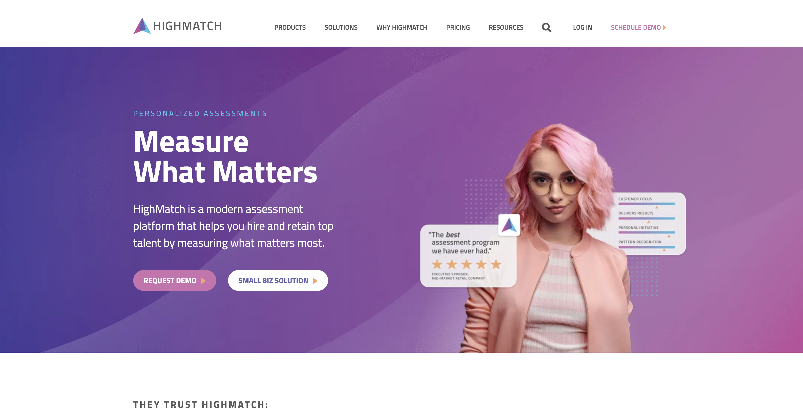 HighMatch landing page