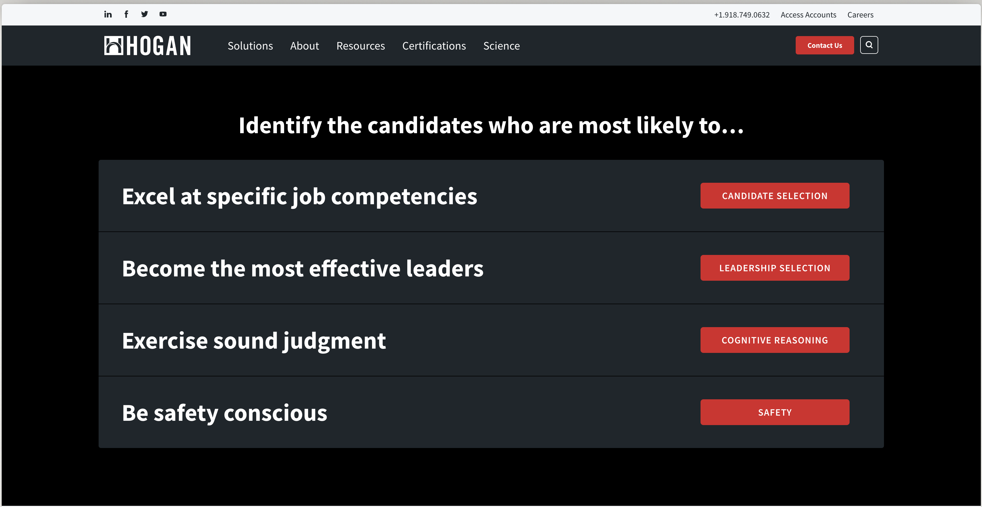 Hogan Assessments landing page