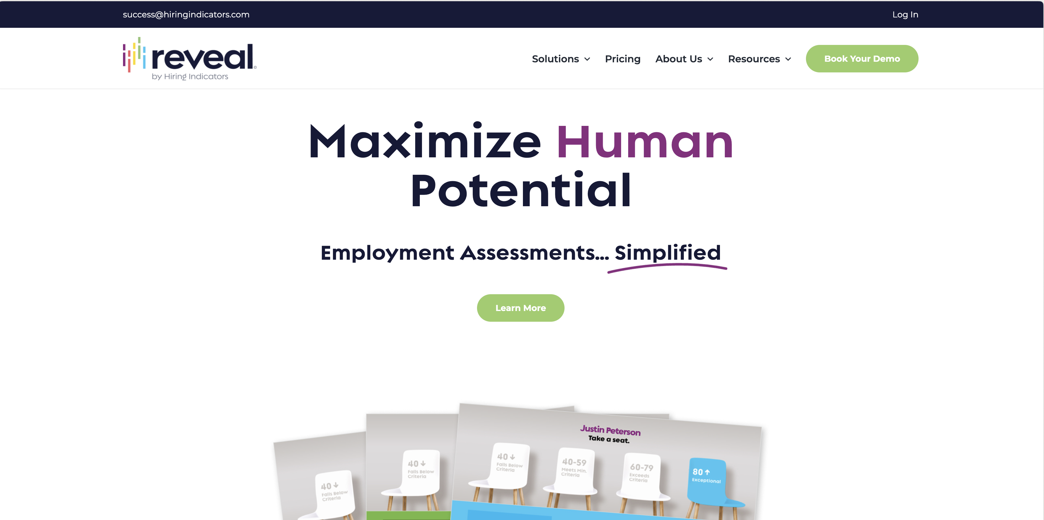 Reveal by Hiring Indicators landing page