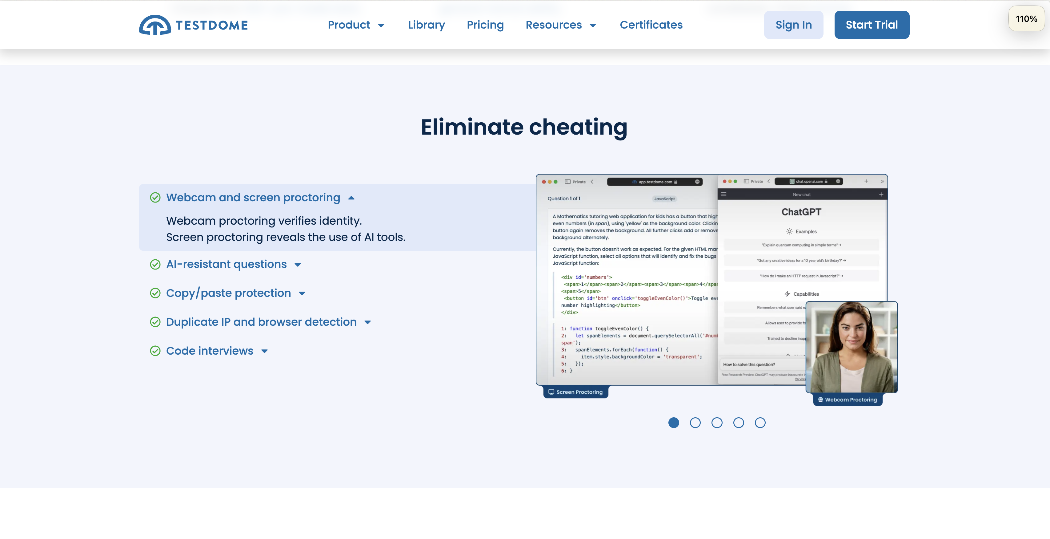 Proctoring with TestDome