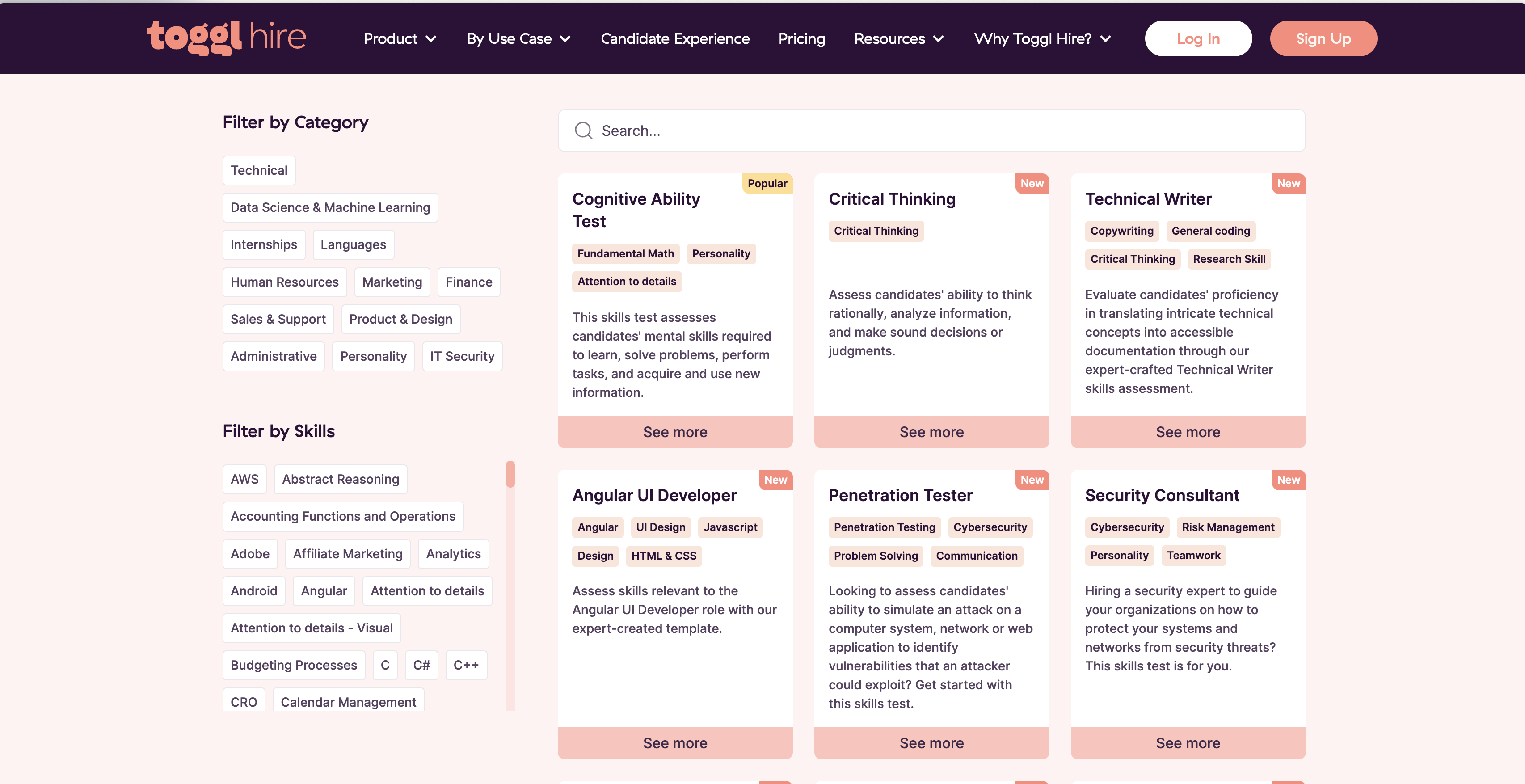 Toggl Hire test library