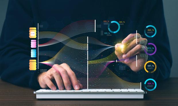 Data analysts collaborating with AI for advanced insights