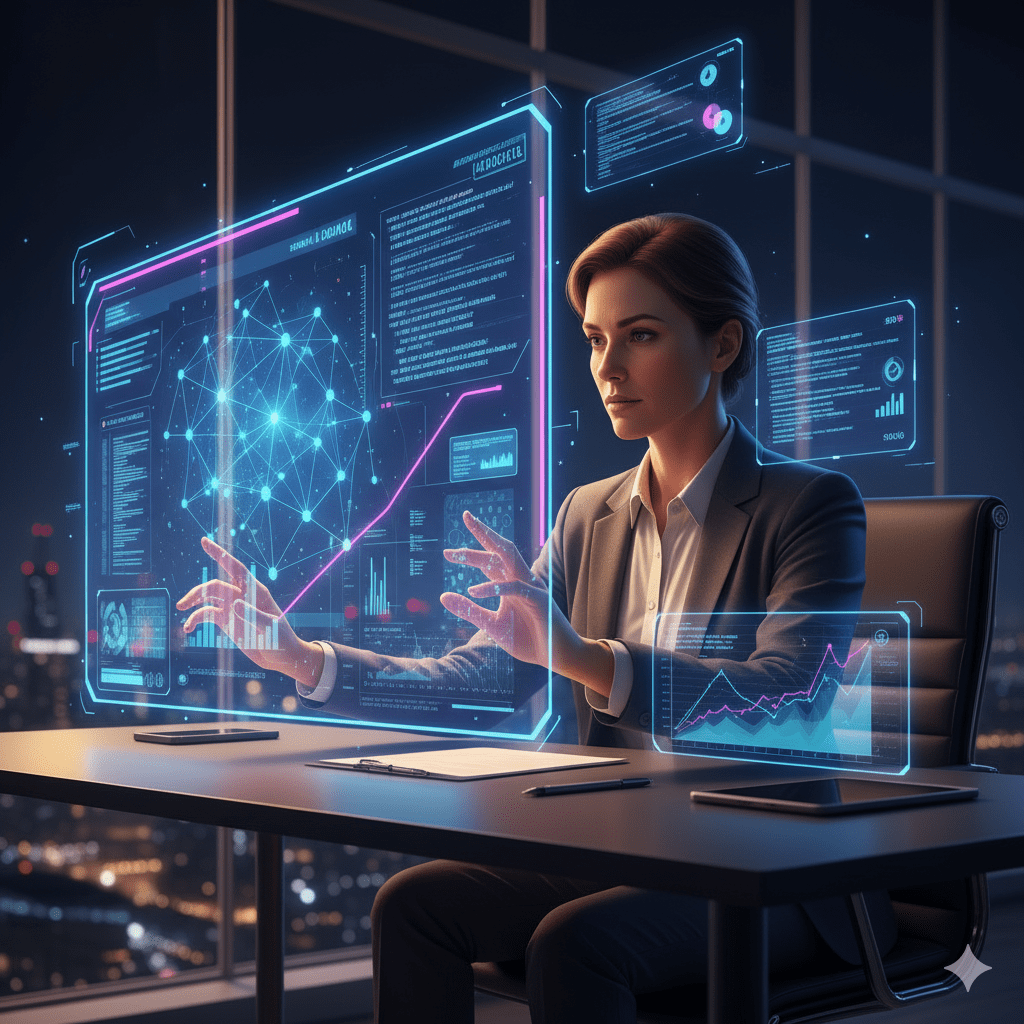 Data scientist interacting with AI dashboard
